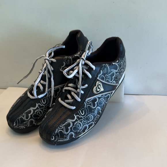 Dexter black and white Joan bowling sneakers heart patten slide rite sole 6 1/2 - Picture 4 of 14
